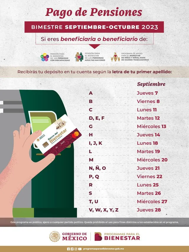  pago pensión bienestar adultos mayores septiembre 2023 | fecha de pago de adultos mayores | calendario de pagos bienestar 2023 | pago pensión bienestar | México