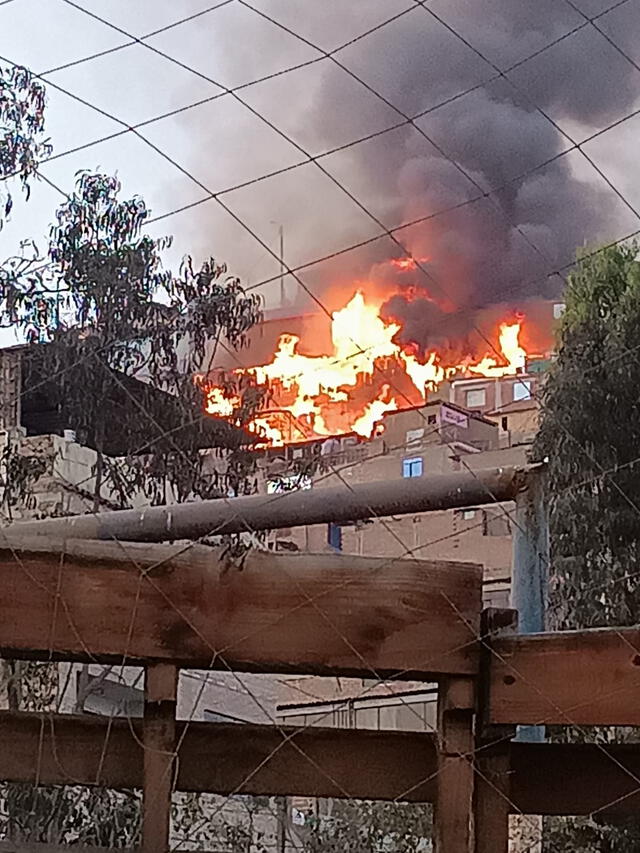  Incendio de grandes proporciones consume varias viviendas en San Juan de Lurigancho. Foto: difusión   