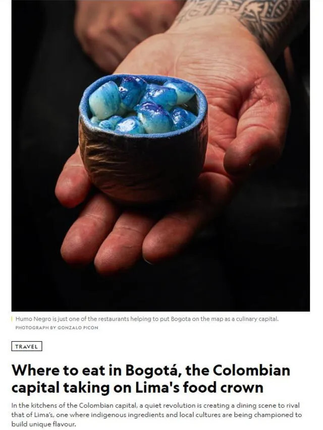 National Geographic destacó la gastronómica de Bogotá, así como sus restaurantes. Foto: National Geographic   