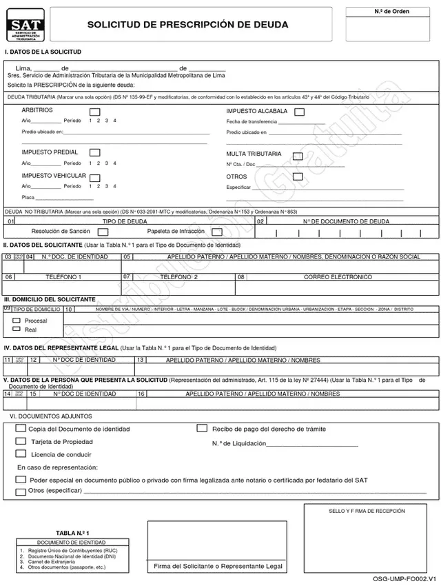 Instituciones como la Sunat o el Sat incluyen documentos de solicitud de prescripción de deuda en sus páginaas web. Foto: Scribd. Instituciones como la Sunat o el Sat incluyen documentos de solicitud de prescripción de deuda en sus páginaas web. Foto: Scribd.