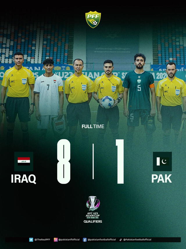  Resultado del Pakistán vs Irak sub-23. Foto: Twitter/PFF   