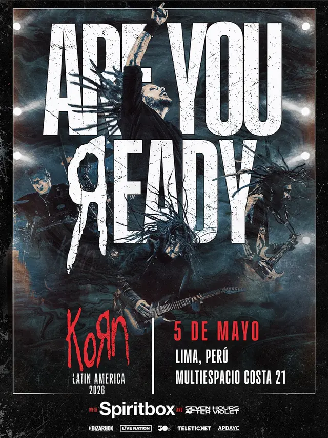 Anuncio oficial del concierto de Korn en Lima. Foto: Instagram/Bizarro Live Perú    