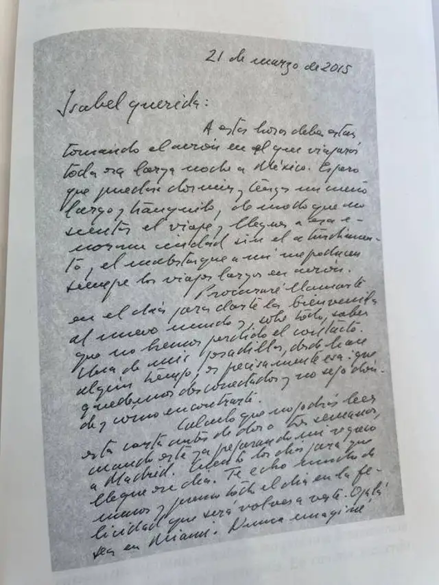 Una de las cartas de Mario Vargas Llosa Una de las cartas de Mario Vargas Llosa