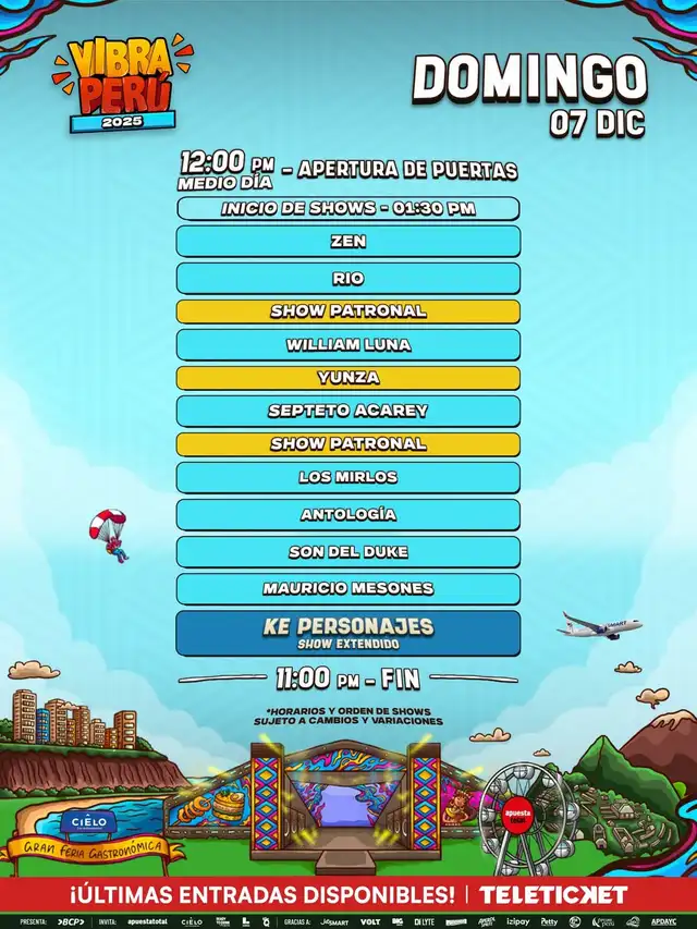  Artistas confirmados en Vibra Perú (día 2). Foto: Instagram/ Vibra Perú   