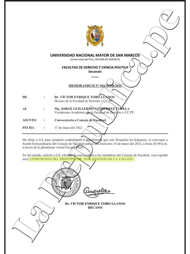 Memorandum convocando a Consejo de Facultad de Derecho. Memorandum convocando a Consejo de Facultad de Derecho.