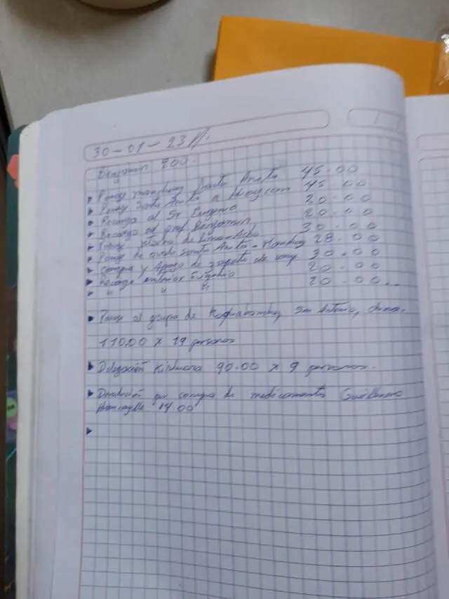 Cuaderno encontrado a Navarro Flores. Foto: PNP   