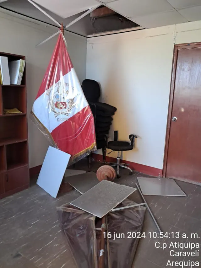  Municipio daña por el sismo en Caravelí. Foto: difusión.   