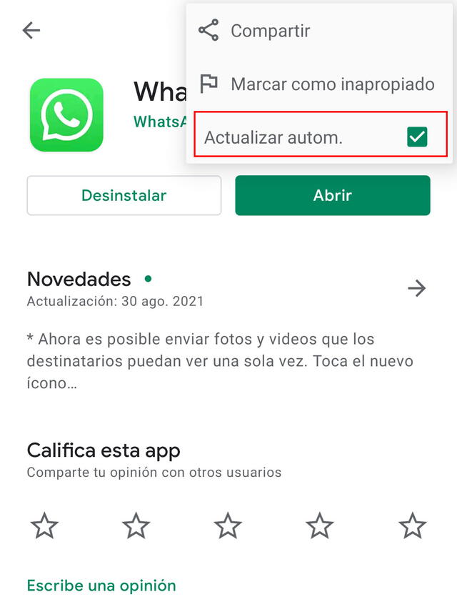 WhatsApp actualizar