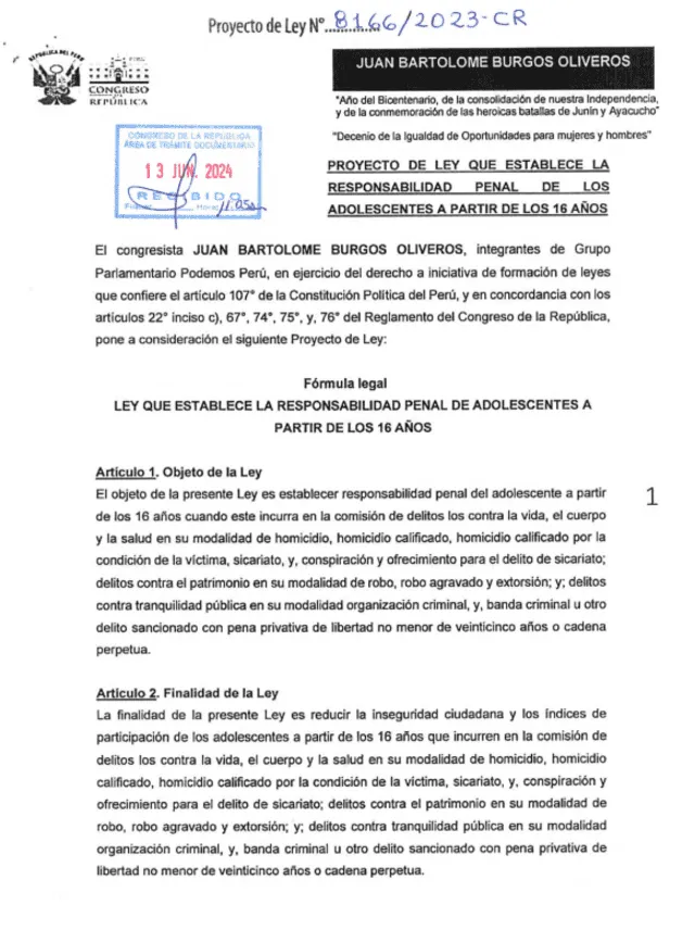 Congreso insiste en aplicar pena a menores infractores desde los 16 años: ¿es posible? Esto dicen los expertos