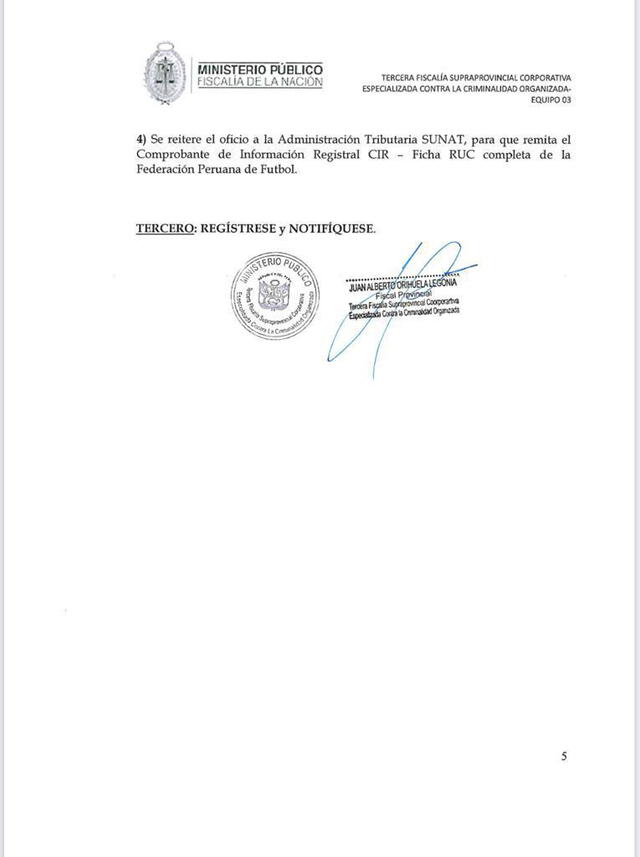 Fiscalía pidio documentos a Directv Perú (Parte 5). Foto: Ministerio Publico