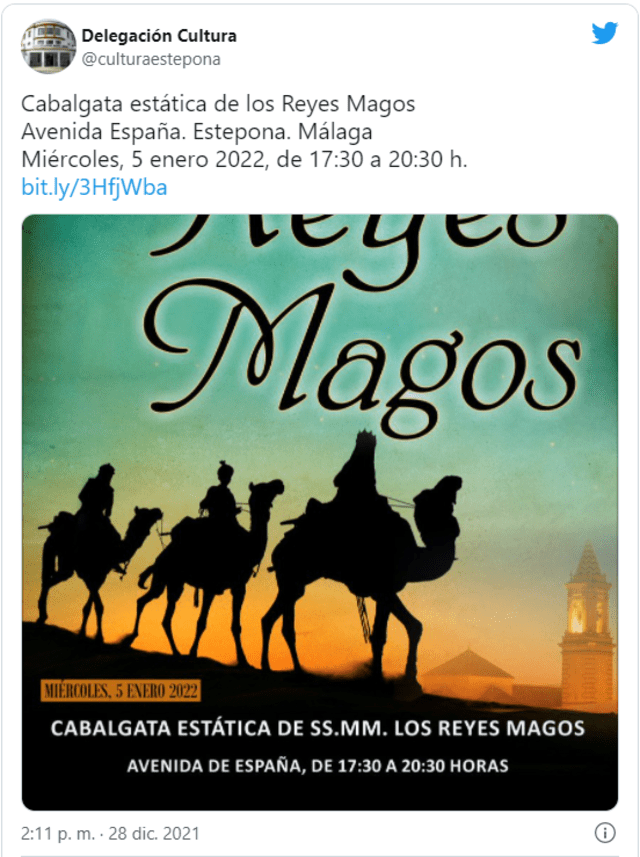 Día de los Reyes Magos. Foto: twitter culturaestepona