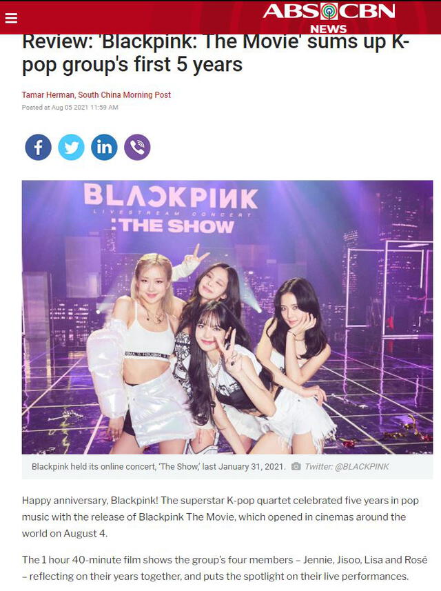 Review de BLACKPINK The Movie. Foto: captura ABS-CBN