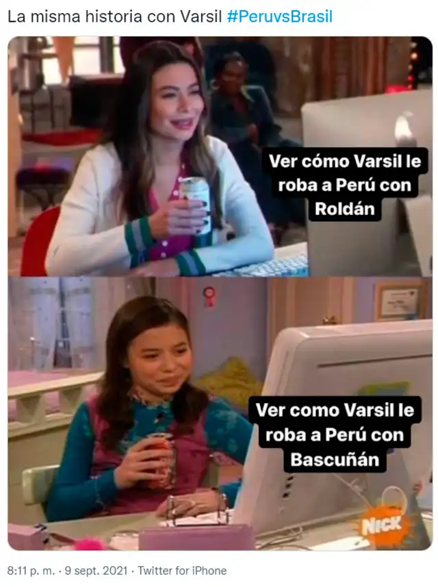 Mejores memes del Perú vs. Brasil por las Eliminatorias Qatar 2022. Foto: captura Twitter Mejores memes del Perú vs. Brasil por las Eliminatorias Qatar 2022. Foto: captura Twitter