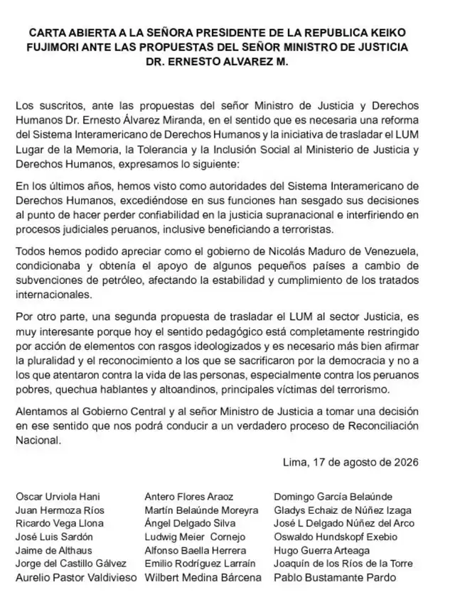 Carta firmada por diversos juristas. Carta firmada por diversos juristas.