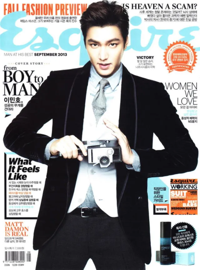 Lee Min Ho para la edición de setiembre 2013 de la revista Esquire. Crédito: Instagram