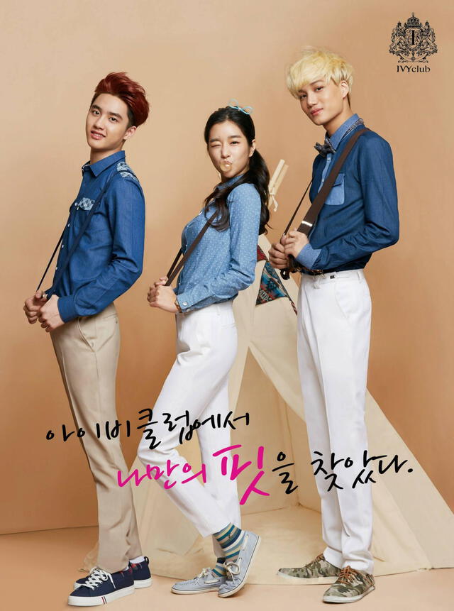 Seo Ye Ji y EXO para la marca de uniformes y ropa juvenil IVY CLUB. Foto: Naver