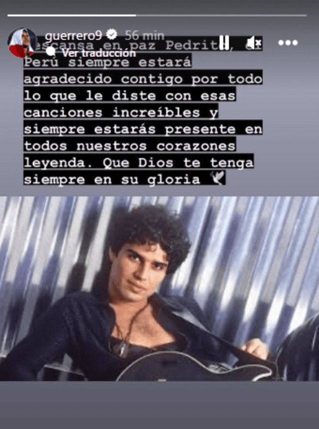 Mensaje de despedida de Paolo Guerrero a Pedro Suárez-Vértiz. Foto: captura de Instagram   