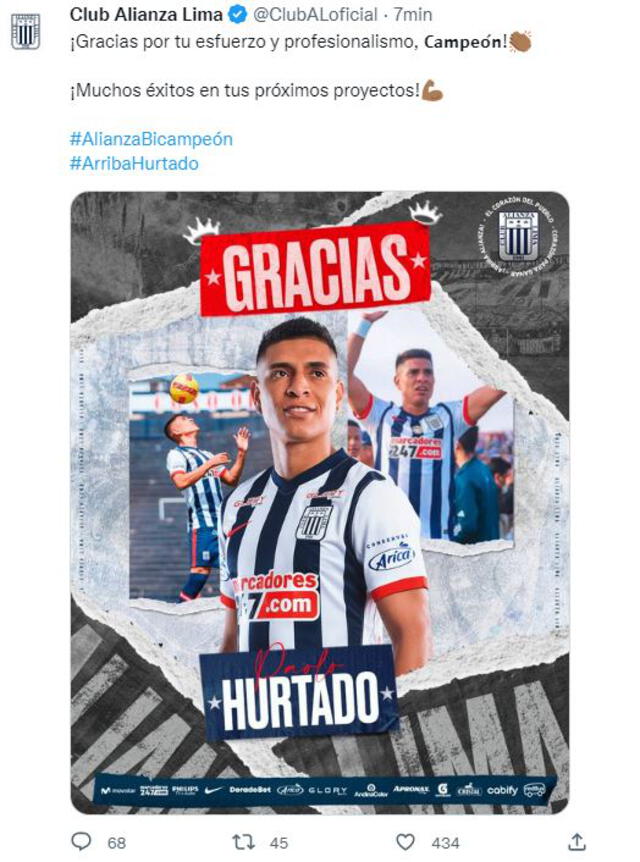 Paolo Hurtado no es más futbolista del club victoriano. Foto: Alianza Lima