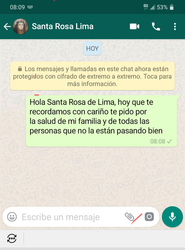 Ahora puedes escribirle tu carta a Santa Rosa de Lima por WhatsApp