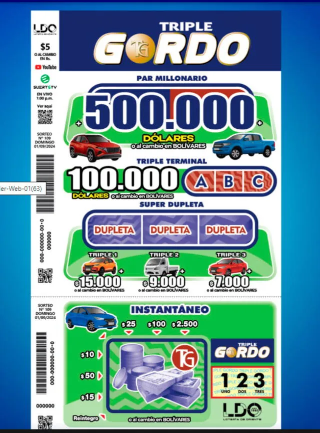 Imagen de la página que promociona el sorteo del domingo 01 de septiembre. Foto: Triple Gordo.   