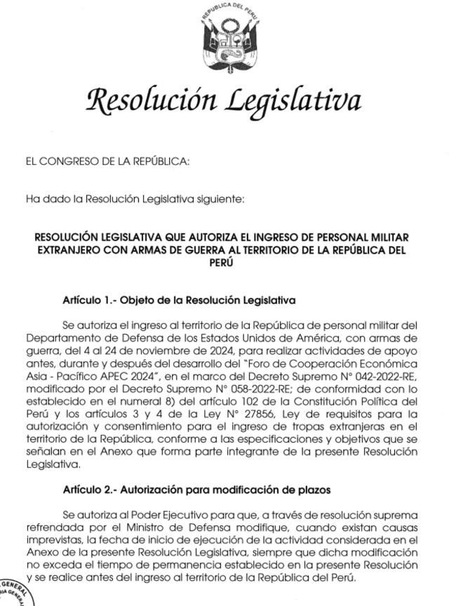 Resolución Legislativa. Foto: captura   