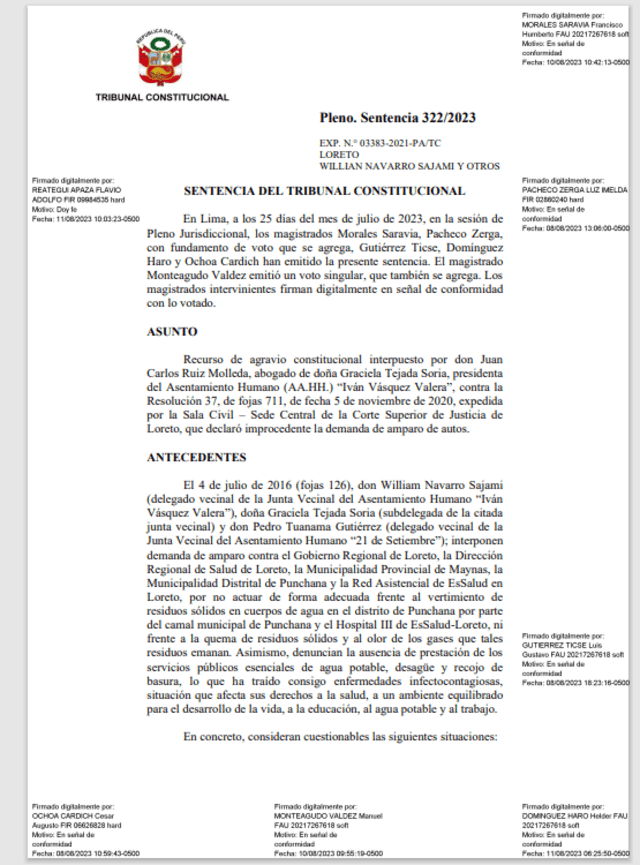  Sentencia del Tribunal Constitucional.   