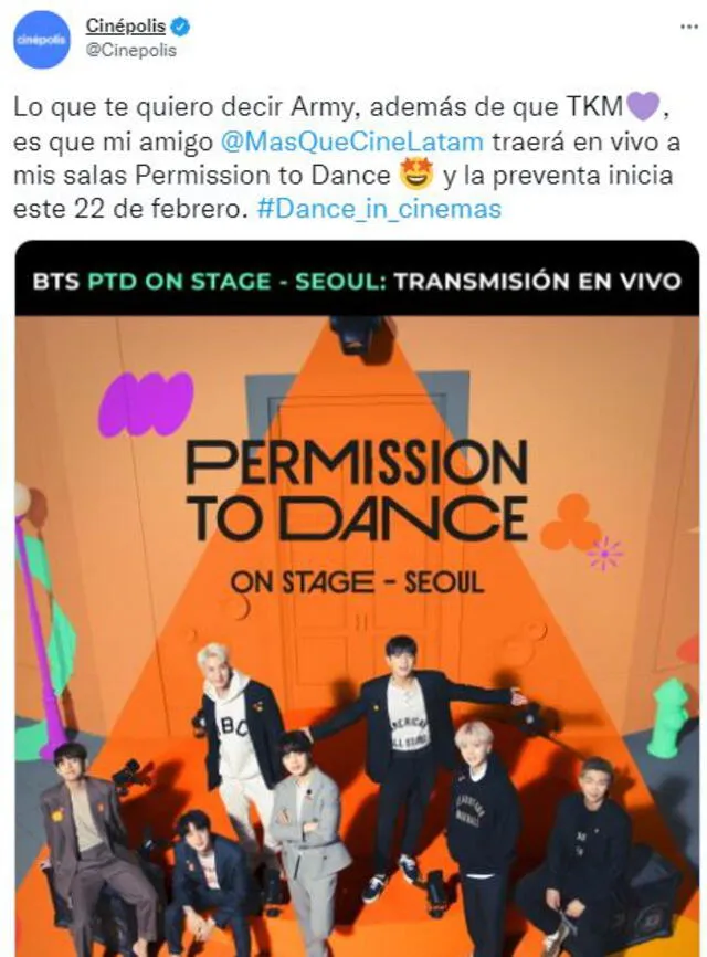 BTS: Cinépolis México había señalado que la preventa cumpliría la fecha oficial. Foto: Facebook