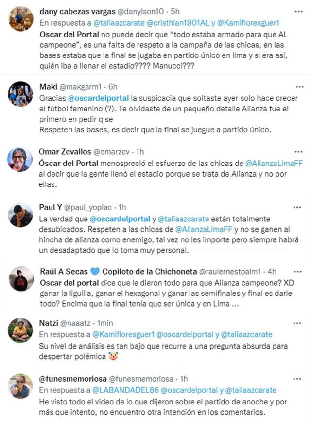 Comentarios de hinchas de Alianza Lima. Foto: captura de Twitter