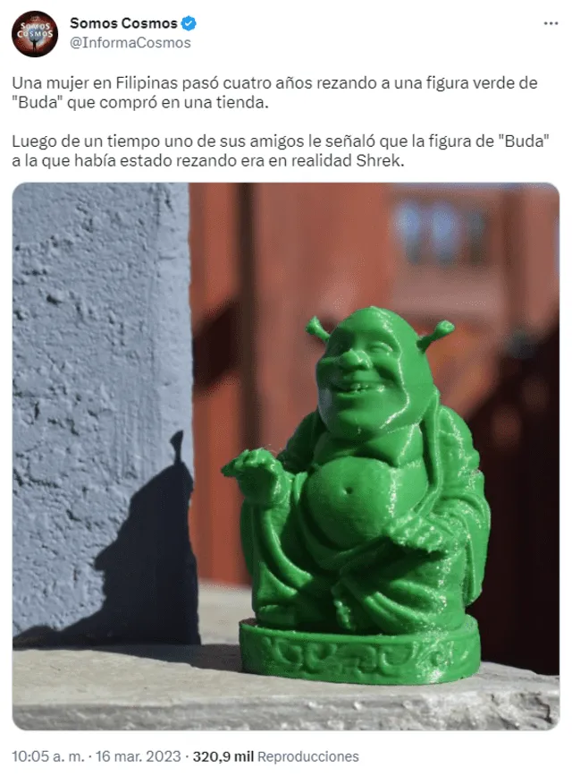 Mujer le rezó por 4 años a Shrek pensando que era una figura de Buda: 