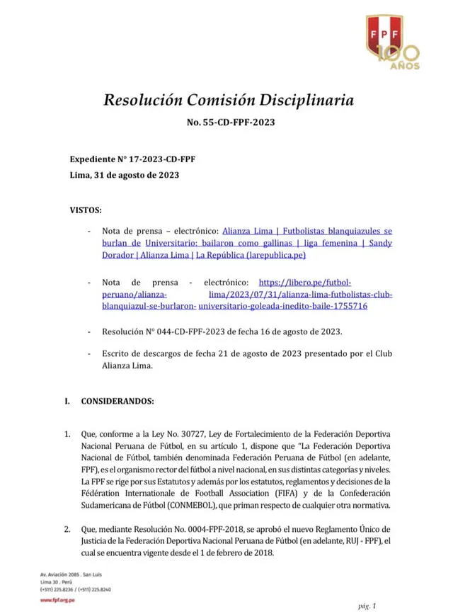  Resoluciones de la Comisión Disciplinaria ante Sandy Dorador. Foto: FPF   