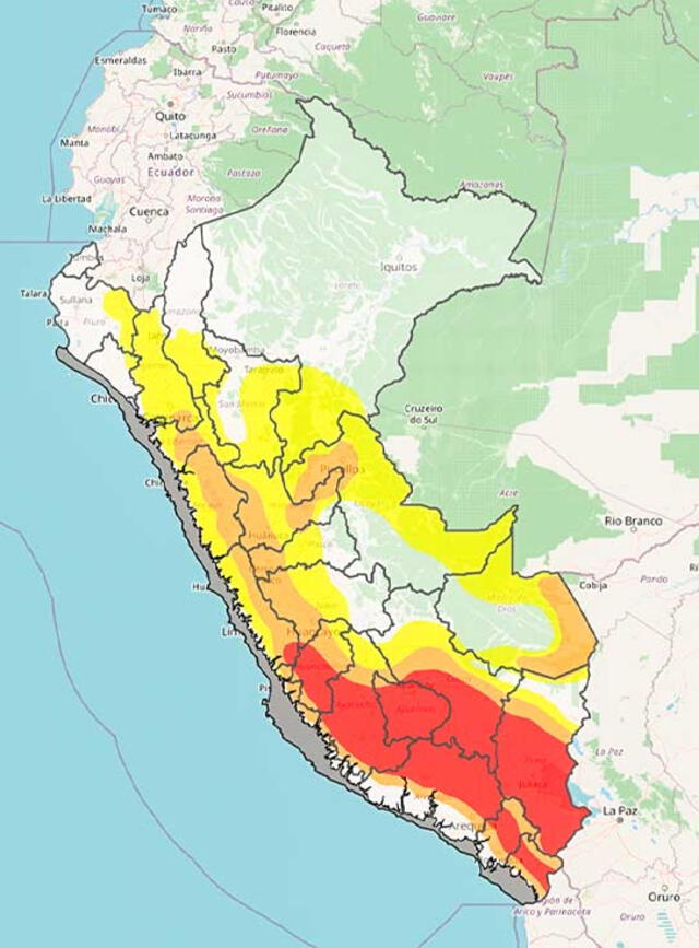 Senamhi lanza alerta roja para regiones del Perú