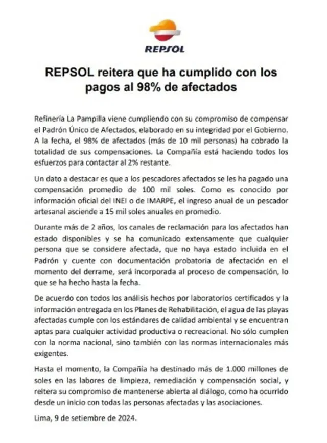 Comunicado de Repsol   