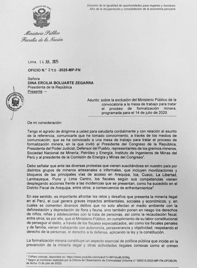 Carta de Delia Espinoza a Dina Boluarte tras no ser convocada a reunión de trabajo. Carta de Delia Espinoza a Dina Boluarte tras no ser convocada a reunión de trabajo.