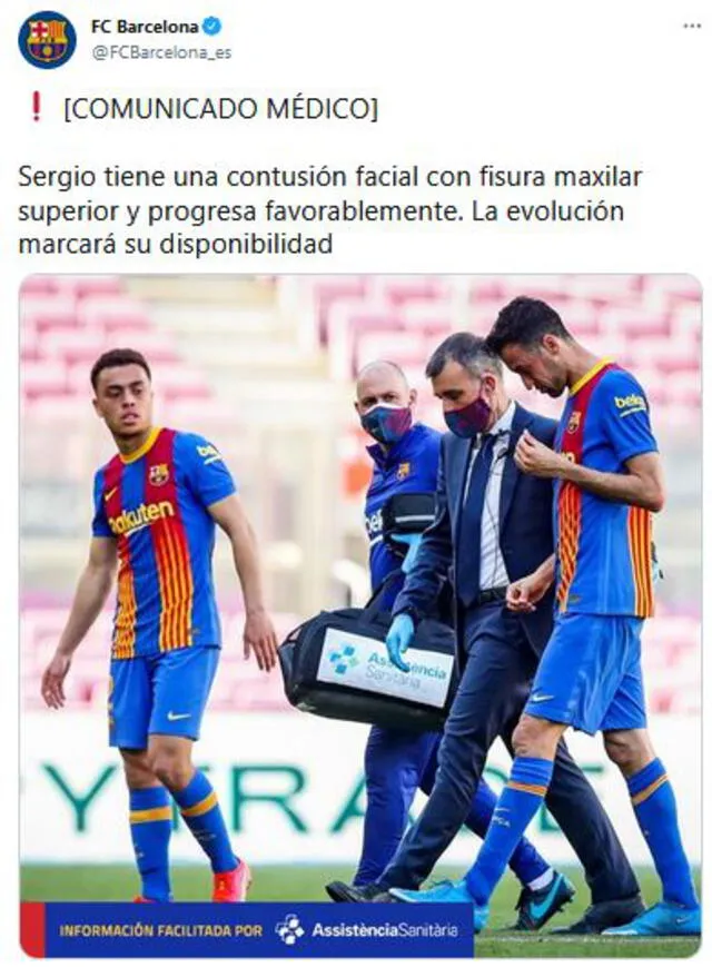 Comunicado del FC Barcelona sobre la lesión de Sergio Busquets