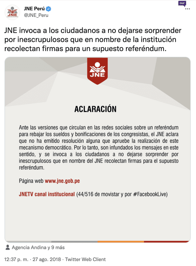 Foto: captura en Twitter / @JNE_Peru