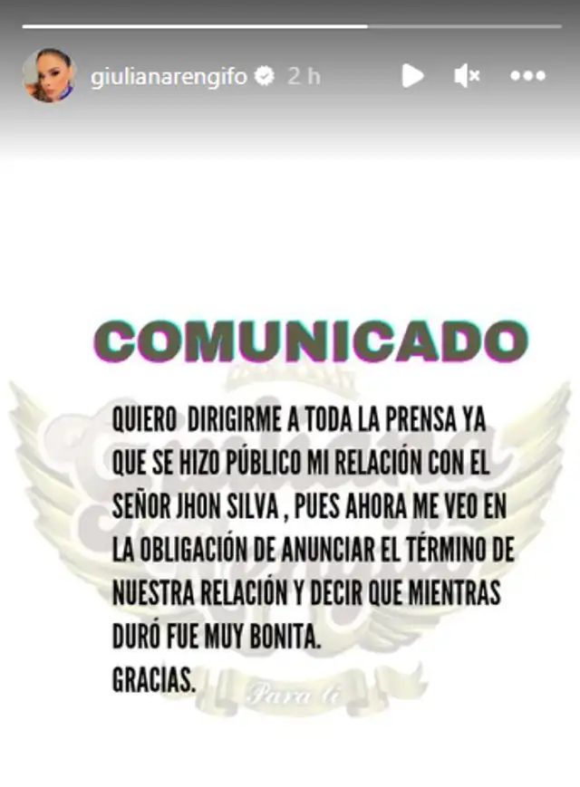 Giuliana Rengifo se pronuncia por el fin de su relación. Foto: Instagram   