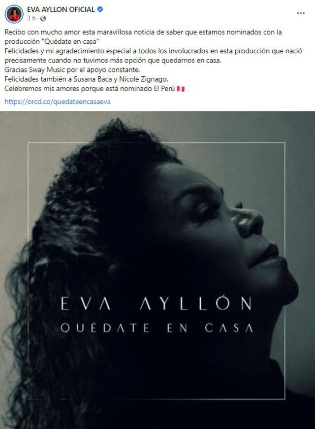 Eva Ayllón suma una nueva nominación a los Latin Grammy.
