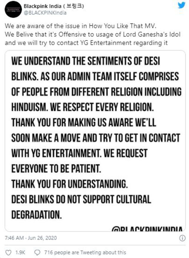 Comentarios sobre el MV de BLACKPINK. Foto: captura Twitter