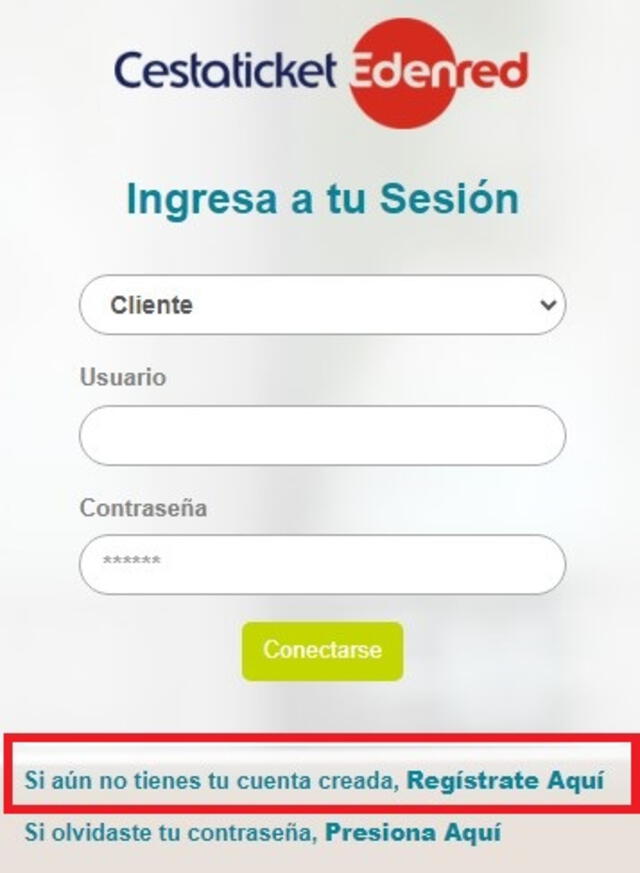 Interfaz para crear tu cuenta para el Cestaticket en Venezuela. Foto: captura de pantalla EdenRed   