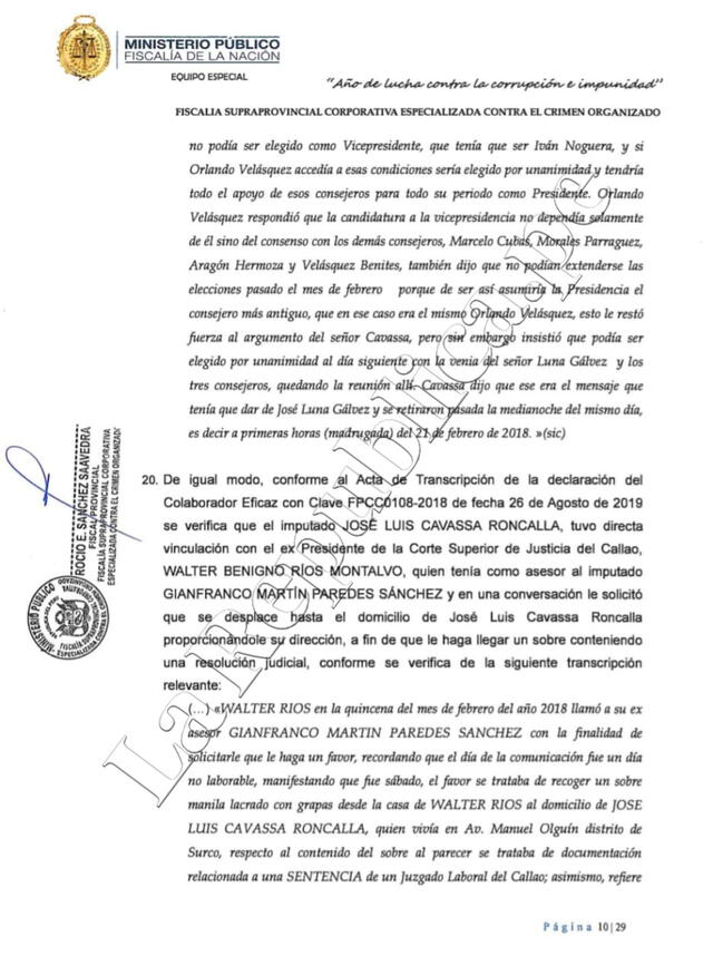 Cavassa habría sobornado a exconsejeros con dinero de Telesup para favorecer a Luna Gálvez