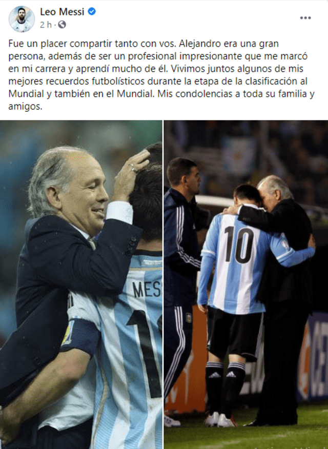 El mensaje de Lionel Messi a Alejandro Sabella en redes sociales.