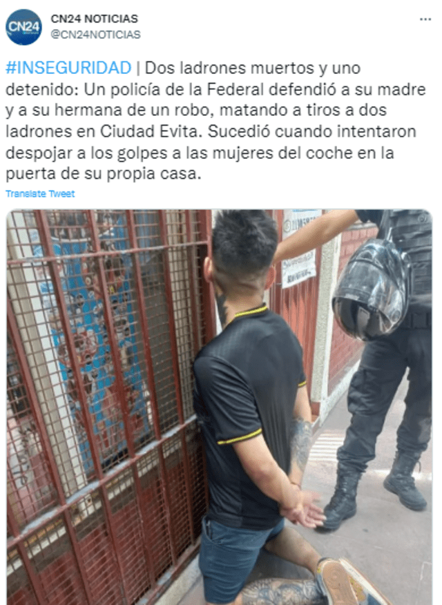 Policía mató a 2 ladrones para defender a su madre y a su hermana de un violento robo