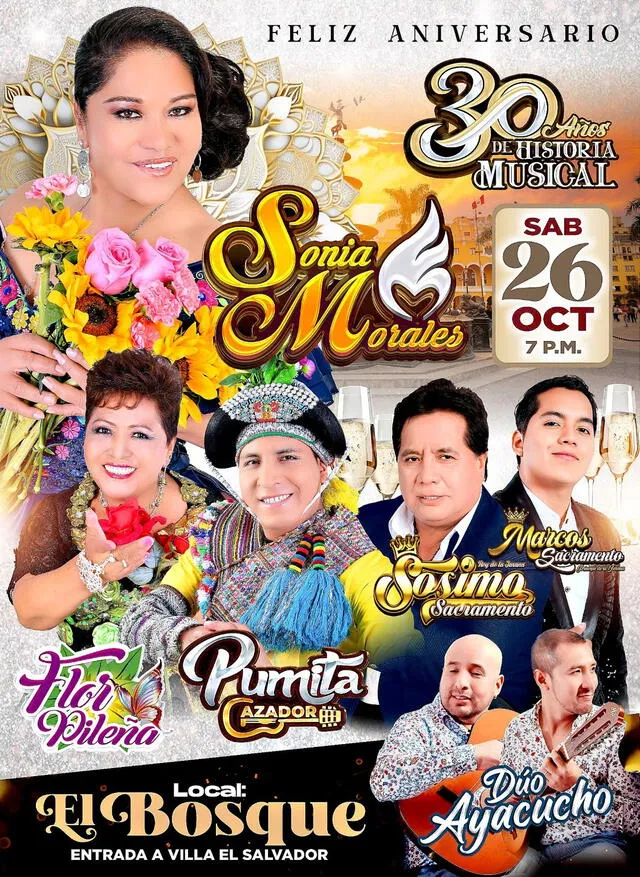 Sonia Morales celebrará sus 30 años en Villa El Salvador con artistas invitados. Foto: Facebook /Sonia Morales   