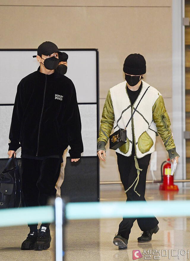 Jungkook y Jimin en el aeropuerto ICN de Corea del sur (6 diciembre 2021). Foto: Seryo Media