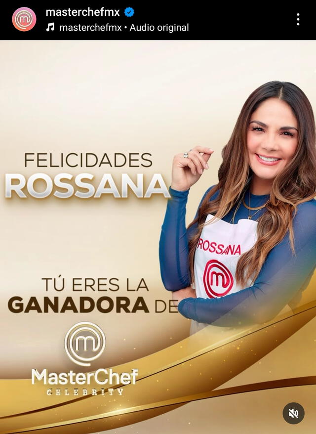 Rossana Najera se llevó la victoria y consigo lleva su trofeo y el millón de pesos. Foto: Instagram masterchefmx   