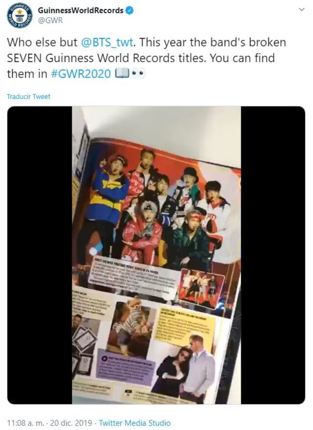 BTS es incluido en el libro "Guinness World Records 2020".