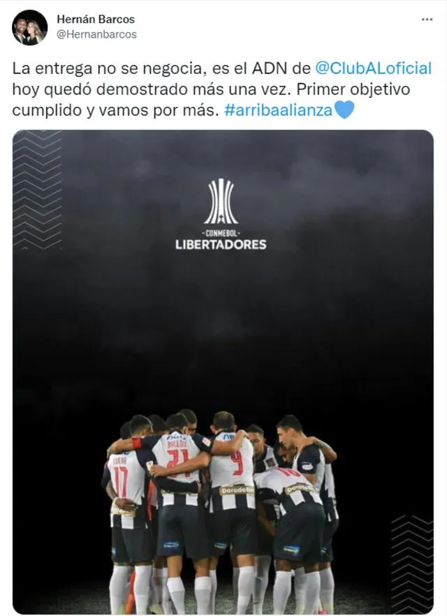 Alianza LIma vuelve a la Copa Libertadores luego de dos años. Foto: Twitter Hernán Barcos