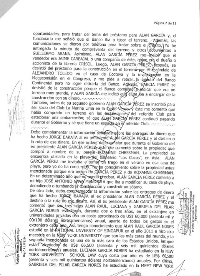 Declaración de Luis Nava a la Fiscalía.