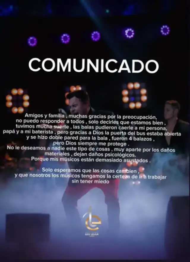 Edu Lecca se pronuncia tras sufrir atentado en su bus. Foto: Instagram Edu Lecca se pronuncia tras sufrir atentado en su bus. Foto: Instagram