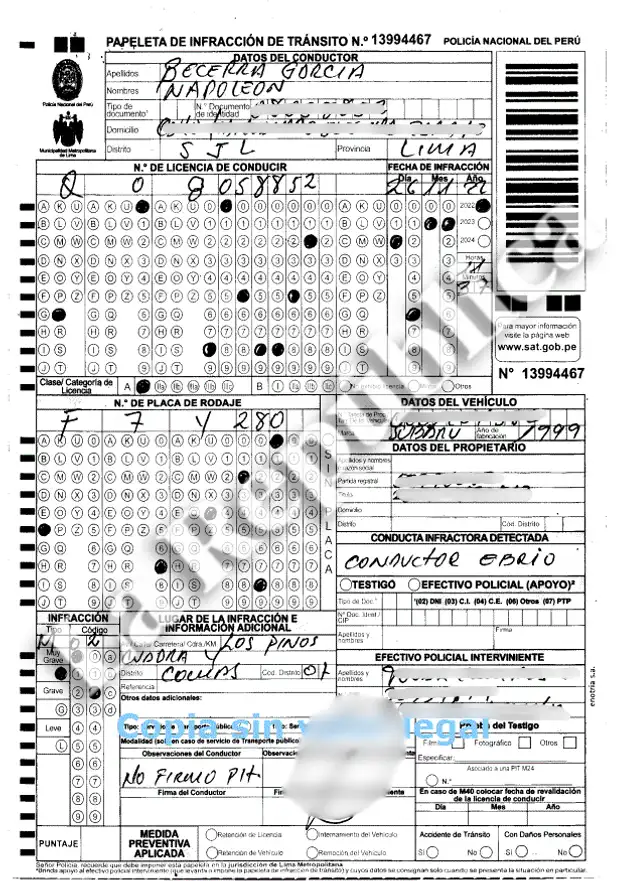  Papeleta de Napoleón Becerra. Foto: La República   